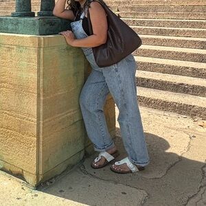 Levi's Blue Denim Overalls with Button Accents size Medium worn twice